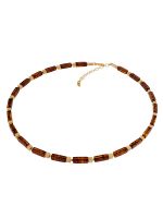 M015 - 217 Cognac amber & gold plated silver necklace.