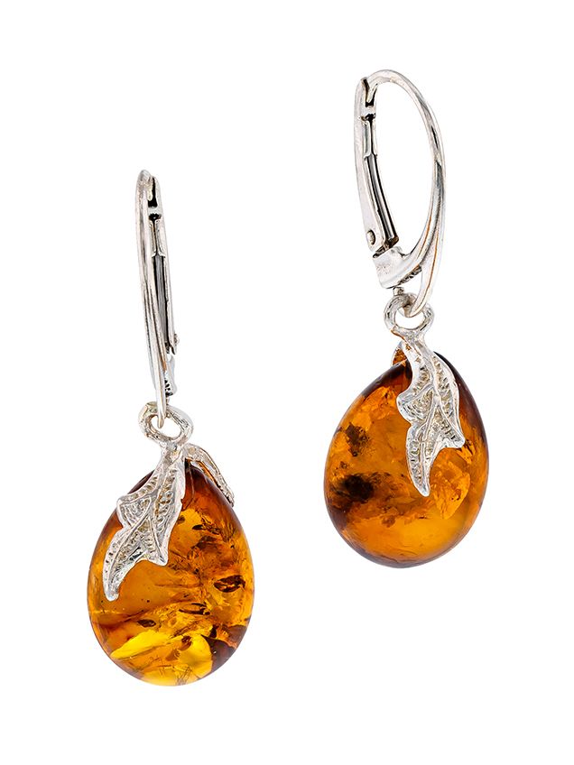 E125 - 405 - Cognac Amber Pear drop earrings