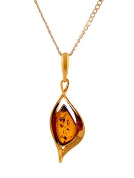 P115 - 234 - Cognac Amber and Gold plated silver pendant.