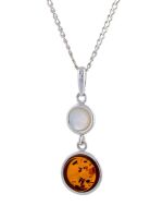 P116 - 202 - Baltic Cognac Amber and Mother of Pearl earrings