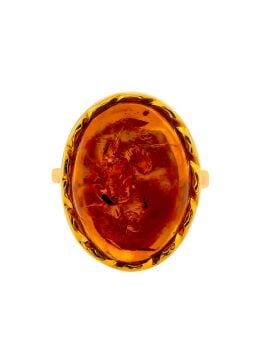 R020 - 508 - Amber and gold plated sterling silver ring.