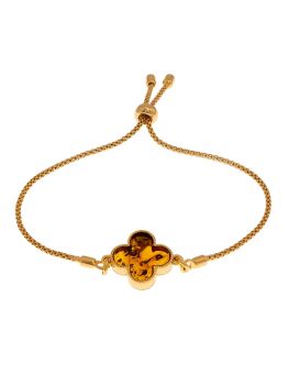 D039 - 321 - Cognac Amber and gold plated silver bracelet.