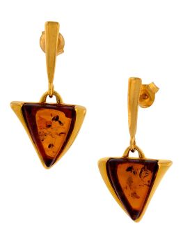 E134 - 433 Cognac Amber Silver drop earrings