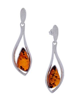 E139 - 444 - Amber and silver contemorary stud earrings