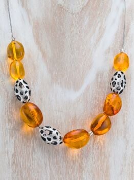 N034 - Baltic Amber hand cut necklace on multi-wire.