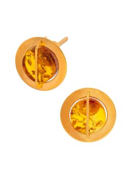 E144-449 Baltic Amber and gold plated silver earrings
