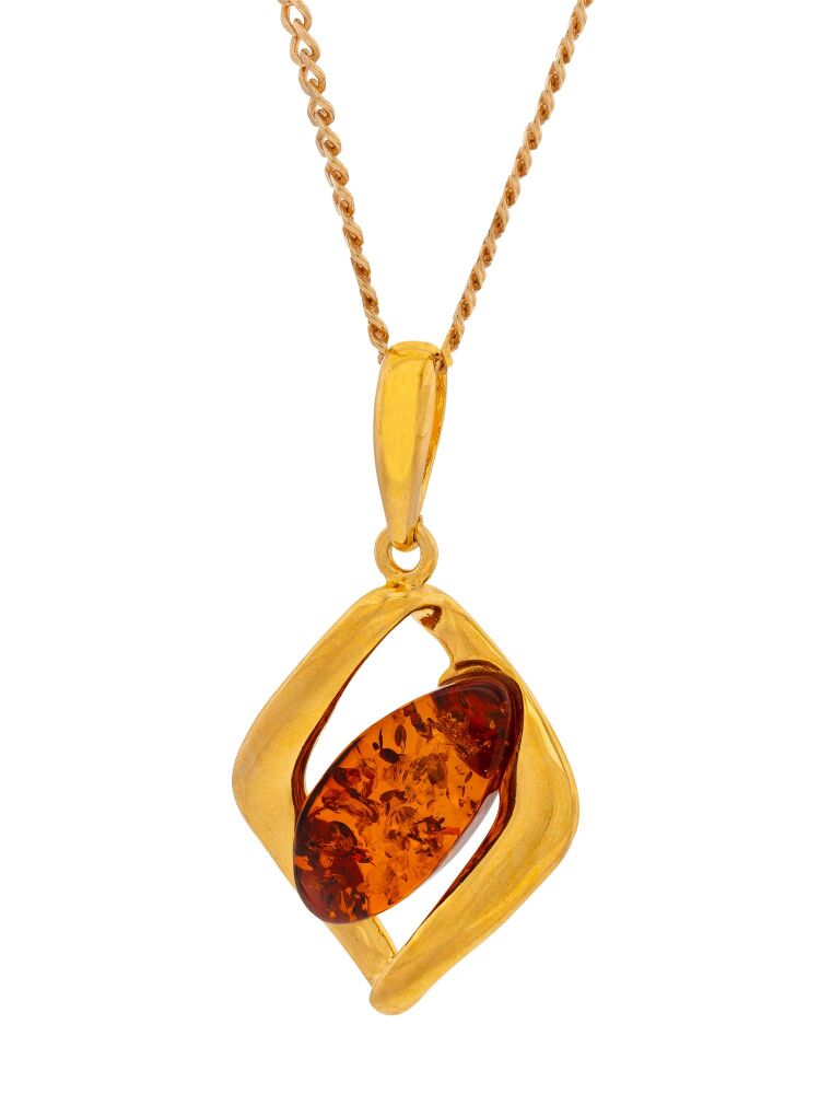 P134-210 Baltic Amber and gold plated sterling silver pendant