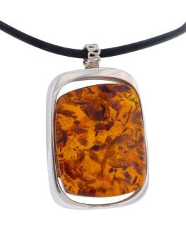 P140 - Natural and Unique Cognac Amebr and Sterling Silver Boho inpsired pendant