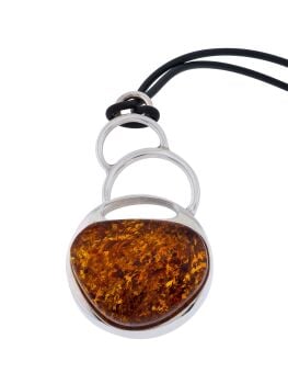 P141 - Baltic Natural Cognac Amber and Stelring Boho inspired pendant