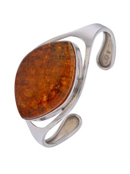 D048 - Unique Baltic Amber and sterling silver cuff bangle