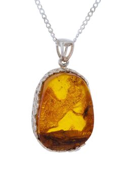 P146 - Cognac Amber Picture Pendant