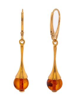 E151 - Amber and gold plated silver ball drop earrings