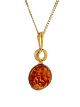 P148 - 231  Cognac Amber and gold plated sterling silver pendant