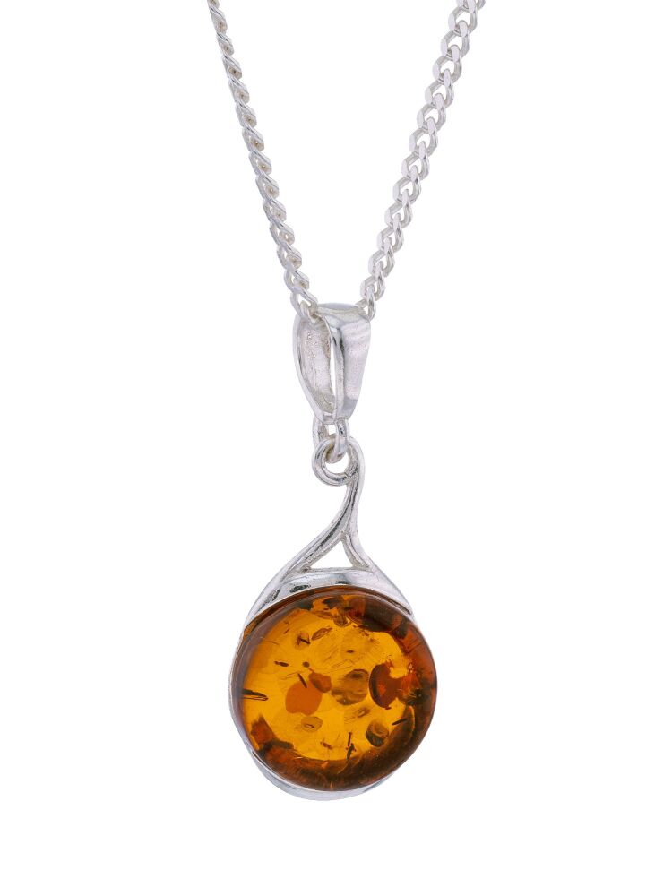 P150 - 204 Baltic Cognac Amber and sterling silver pendant