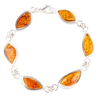 D004 - Marquise Amber and Silver Bracelet
