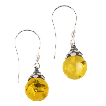 Lemon Amber Leaf Drop Earrings