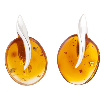Amber and Silver Abstract Stud Earrings