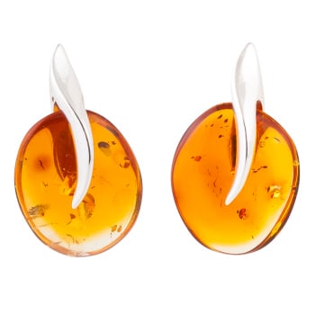 Amber and Silver Abstract Stud Earrings