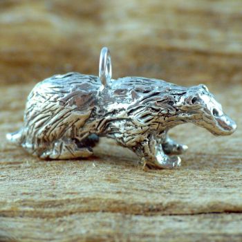 Solid Silver Badger Totem Charm - One of a Kind