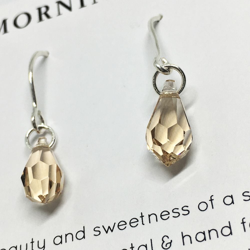 Swarovski Crystal And Hand formed Sterling Silver Earrings - Morning Dew