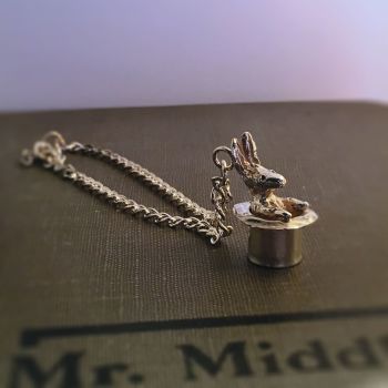 Solid Silver Magician's Rabbit in Top Hat Bracelet / Necklace