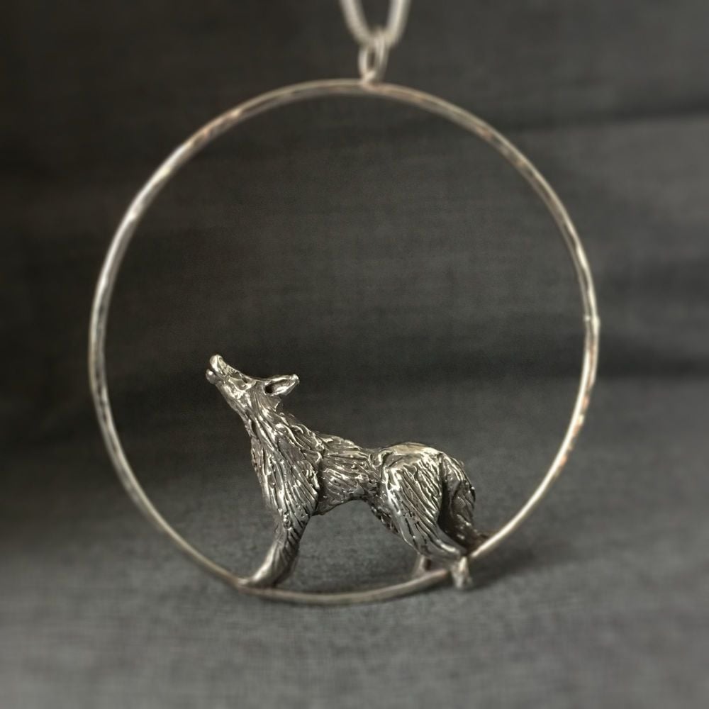 Lone Wolf Solid Silver Handmade Pendant