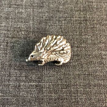 Solid Silver Hedgehog tie pin / brooch - one-of-a-kind gift