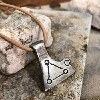 Viking Axe Amulet - one of a kind hand sculpted in solid silver - made to order