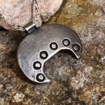 Viking Lunar Amulet - one of a kind hand sculpted in solid silver - made to order
