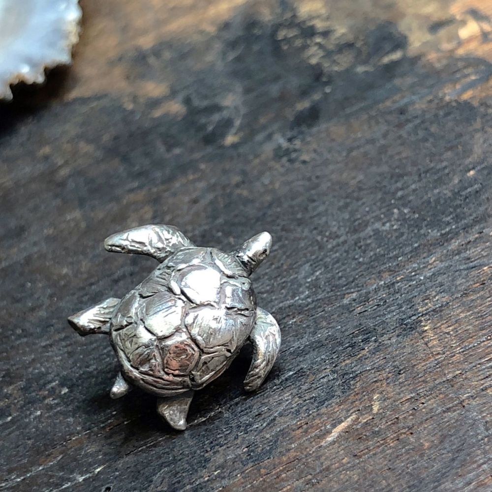 Sea Turtle Pin Brooch Solid Silver One-Of-A-Kind 