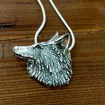 Solid Silver Wolf's Head Pendant - One of a Kind 
