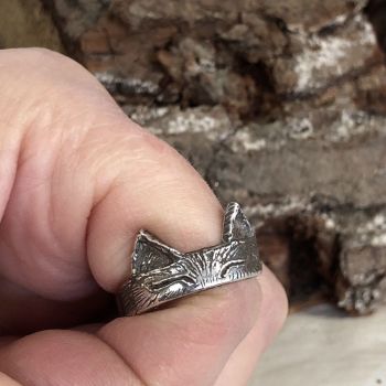Pussy Cat Ears and Paws Hug Ring - solid silver - made to order