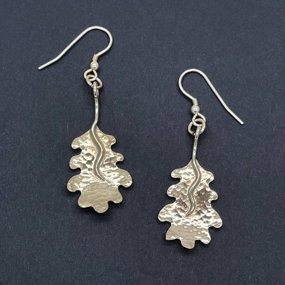 Silver Oak Leaf Drop Earrings