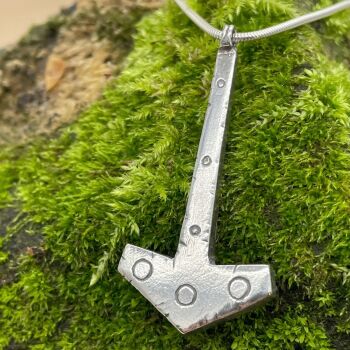 Thor's Hammer Viking Amulet - Mjollnir - one of a kind hand sculpted in solid silver