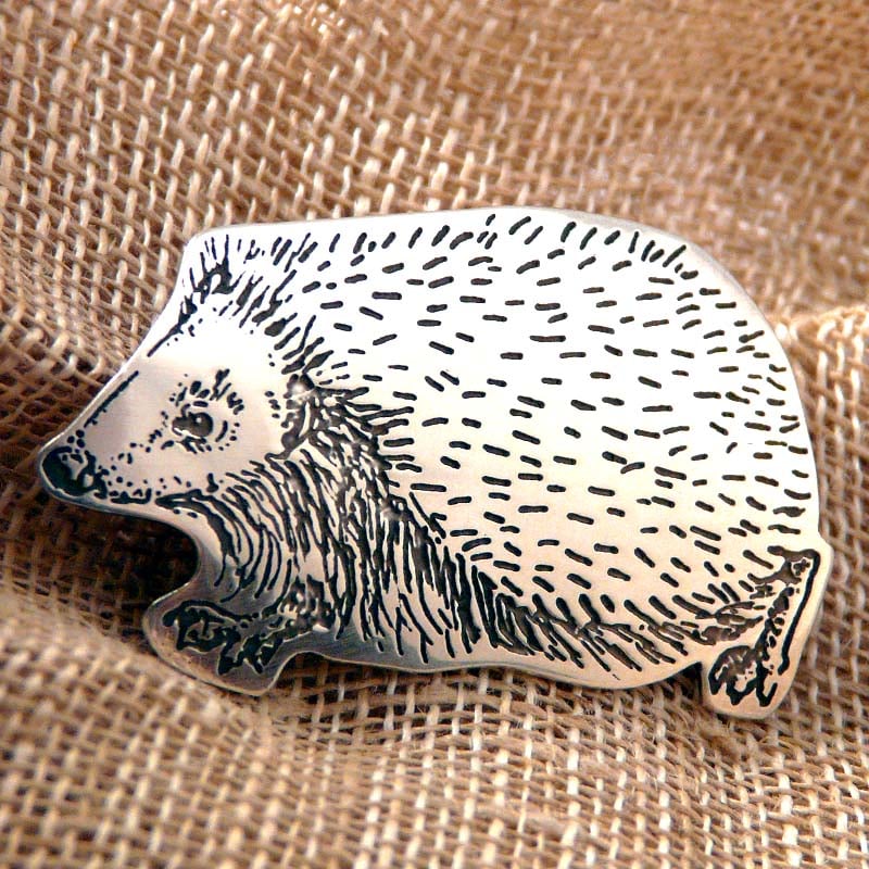 Silver Hedgehog Brooch
