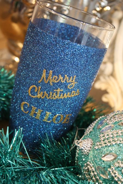 Personalised Merry Christmas Glitter Ball Glass