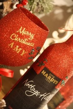 bottle personalised luxury glass classic alcohol glitter merry christmas wine