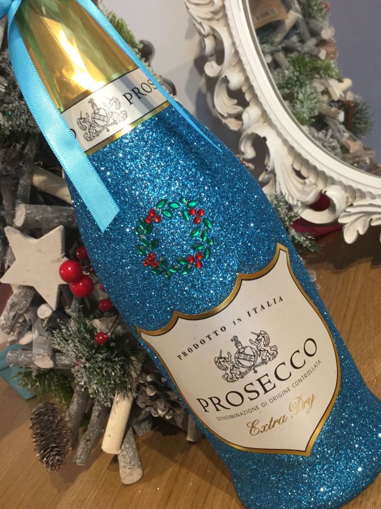 Classic "Merry Christmas" Bottle of Wine or Bubbles