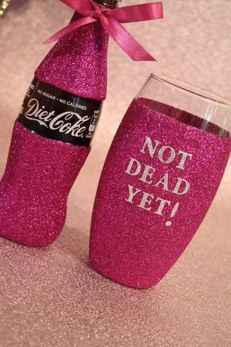Glittered Coca Cola with Personalised Glitter Ball Glass