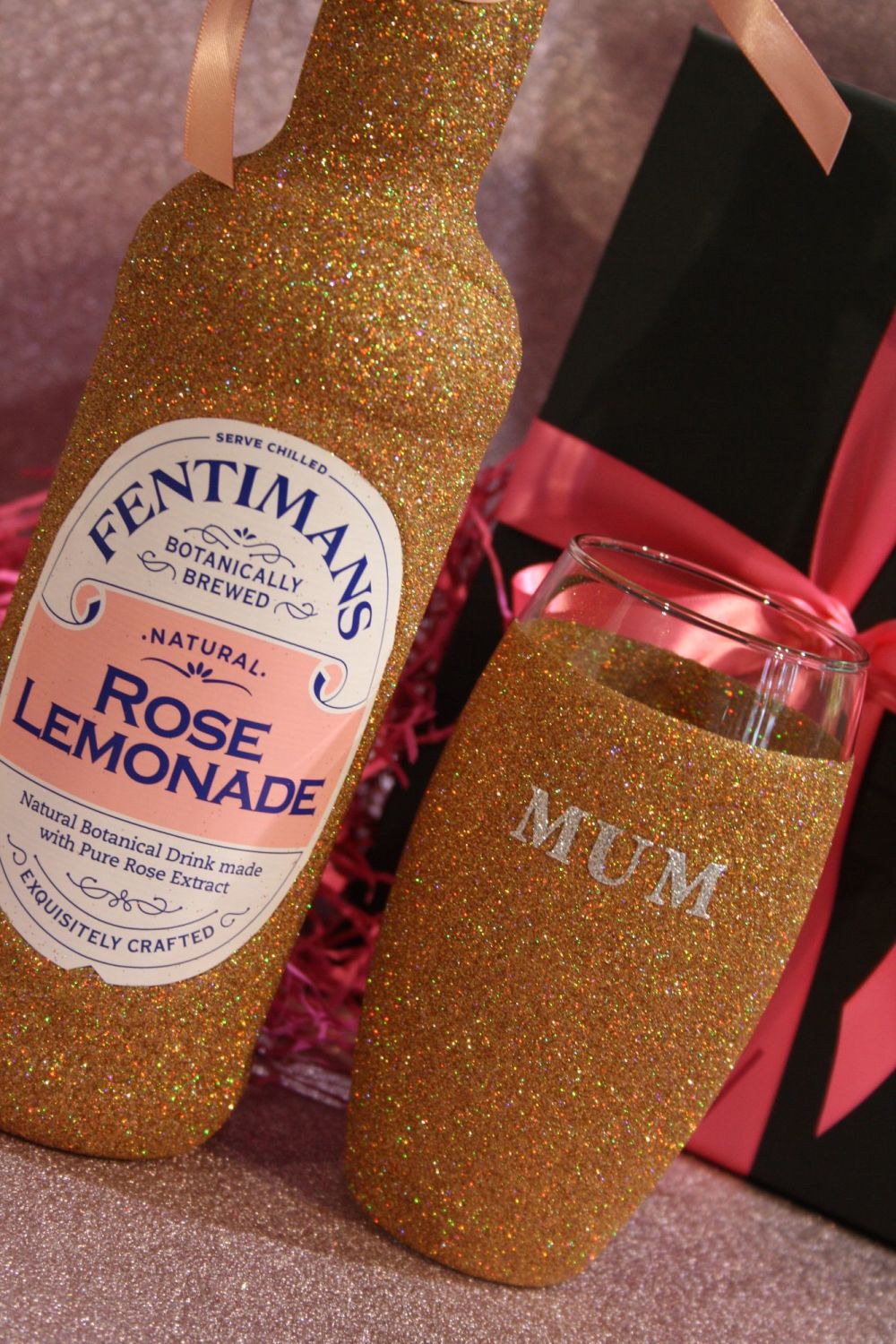 Fentimans Bottle with Personalised Glitter Ball Glass