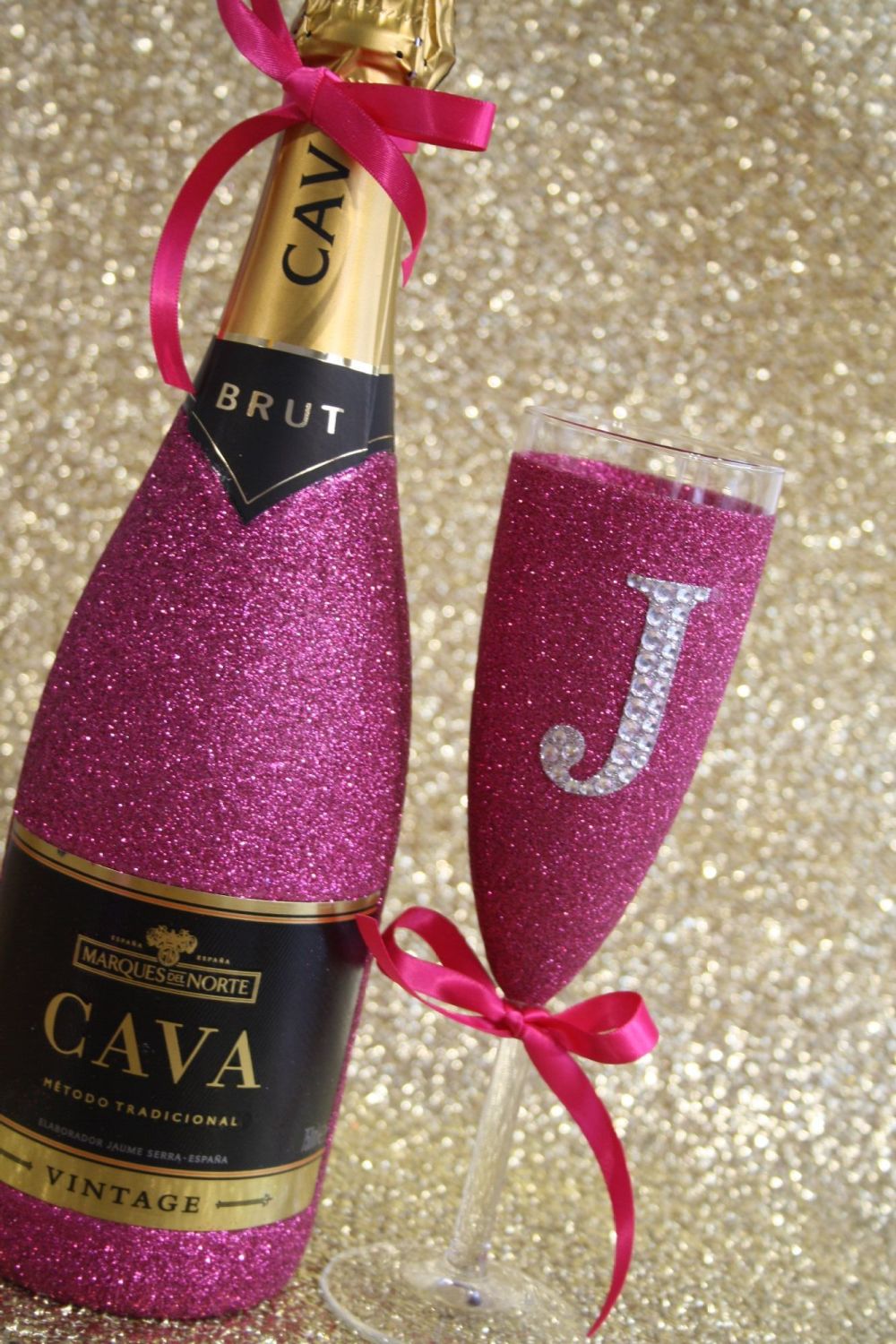 Diamante Flute Dazzler with Bottle of Booze Gift Pack
