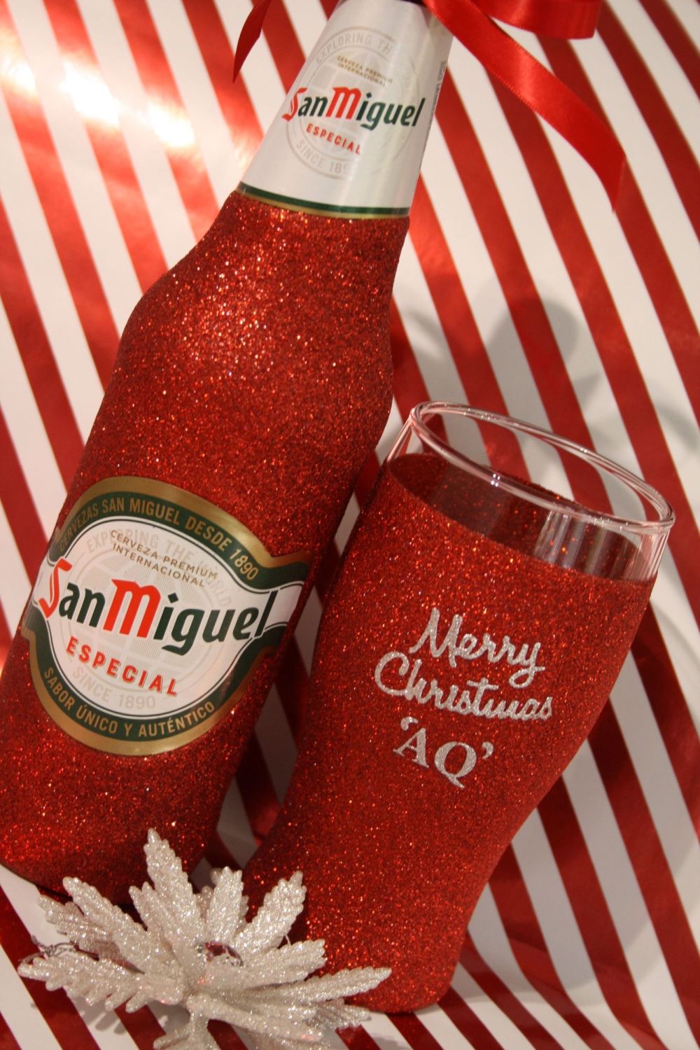 Merry Christmas Blinging Beer or Cider Set