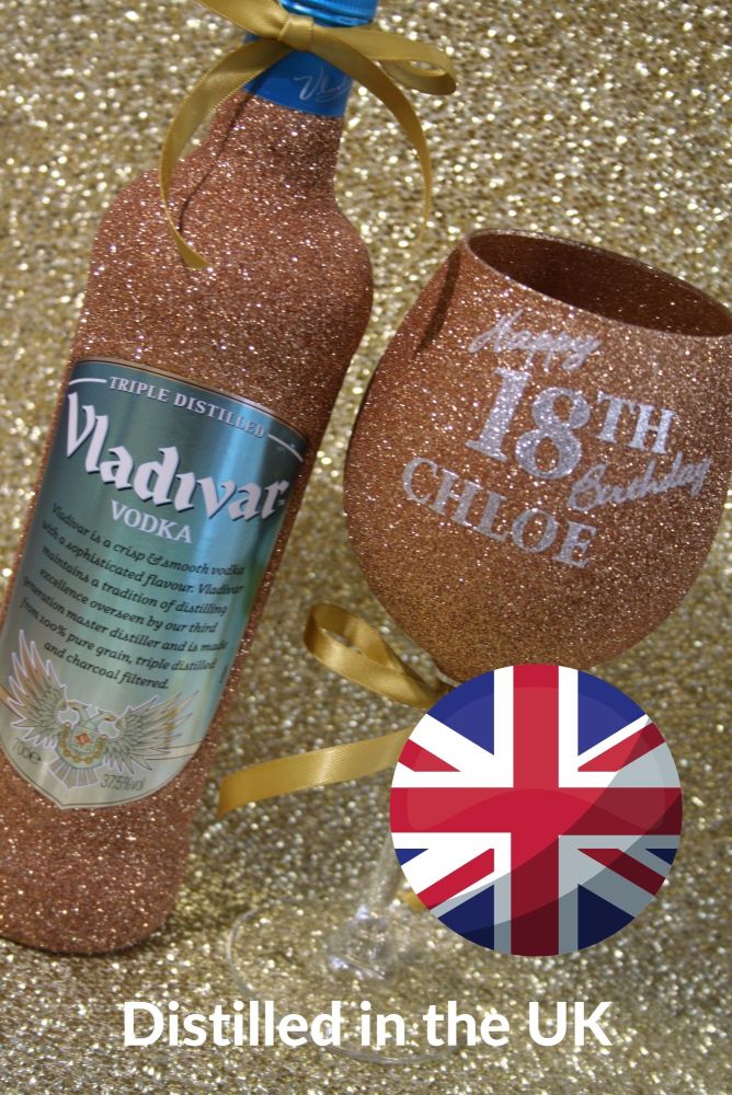 Personalised Luxury Large Glass with Very Vivacious Vodka