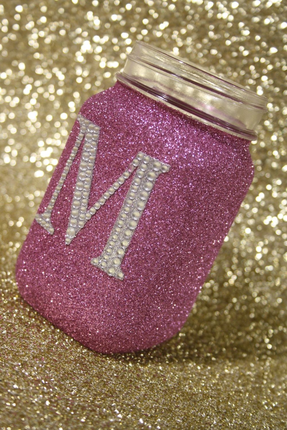 Diamante Dazzler Glittered Mason Jar