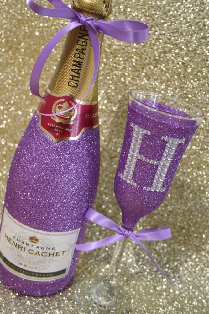 Diamante Flute Dazzler with Bottle of Booze Gift Pack