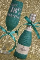 Happy Birthday Champagne Flute with MINI Bottle of Wine or Prosecco