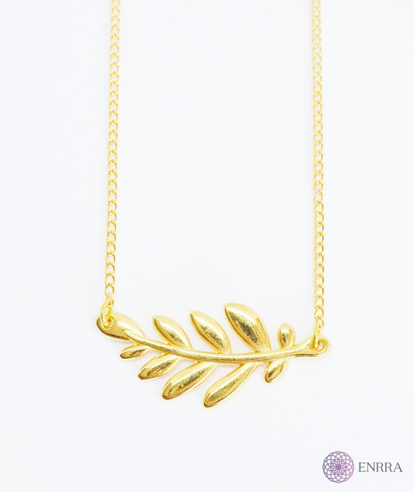 Olive branch minimalist necklace
