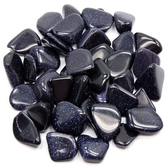 Blue goldstone tumbled stone