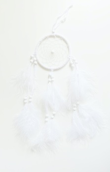 White faux feather dreamcatcher