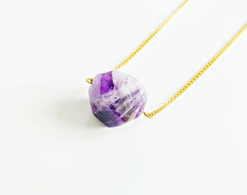 Smooth and irregular shaped Amethyst pendant necklace